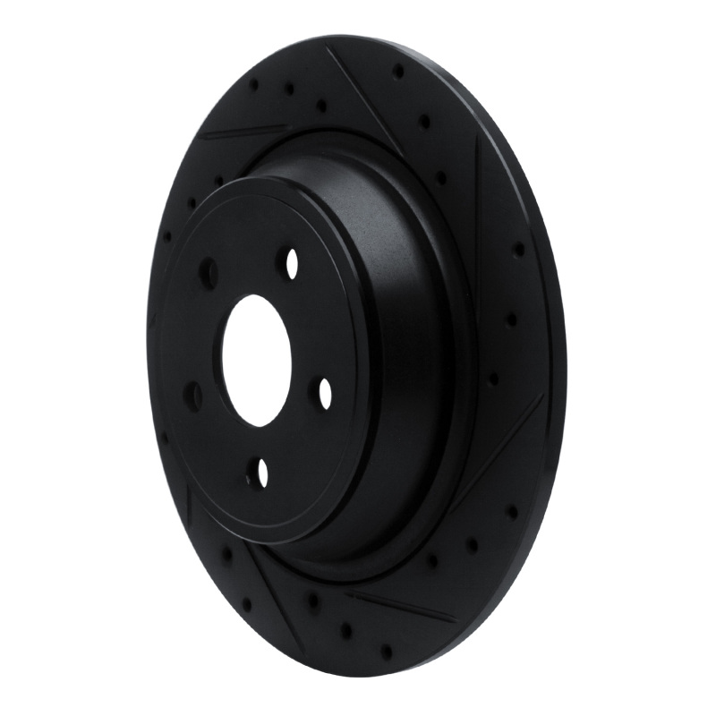 Ford Fusion Brake Rotor (1) - Rear Right - R1 Concepts - Drilled & Slotted - Black - `15-`24